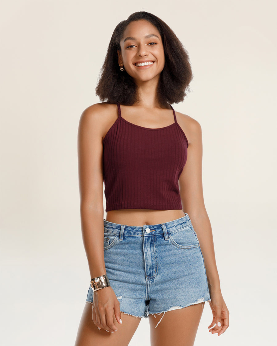 Ribbed Knit Cami Crop Top
