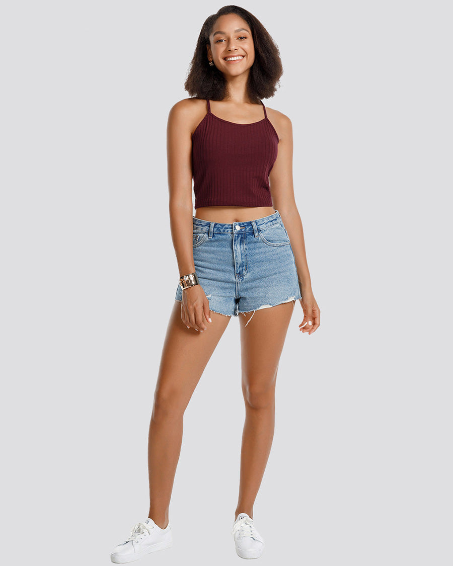 Ribbed Knit Cami Crop Top