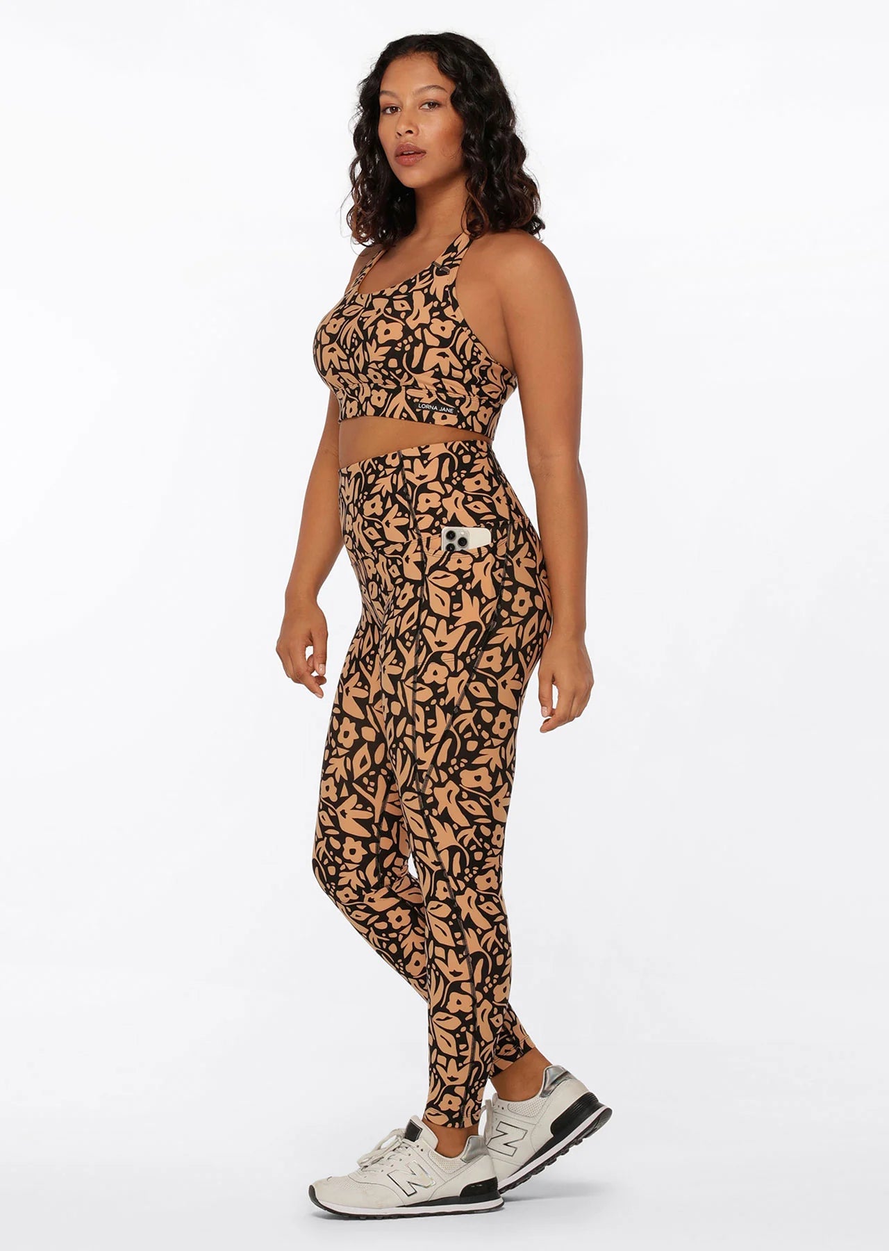 Abstract Floral Phone Pocket Full Length Leggings