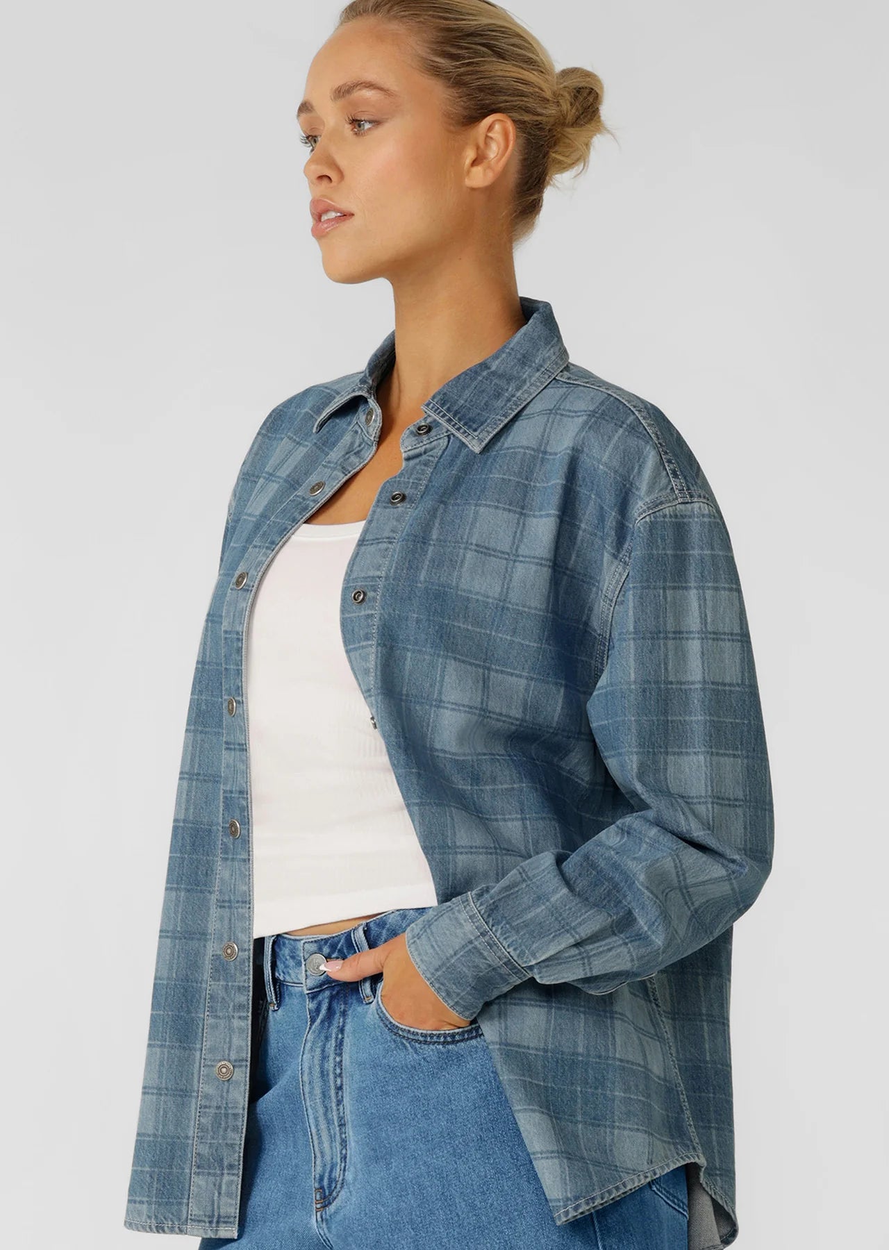 Off Duty Burnout Check Denim Shirt