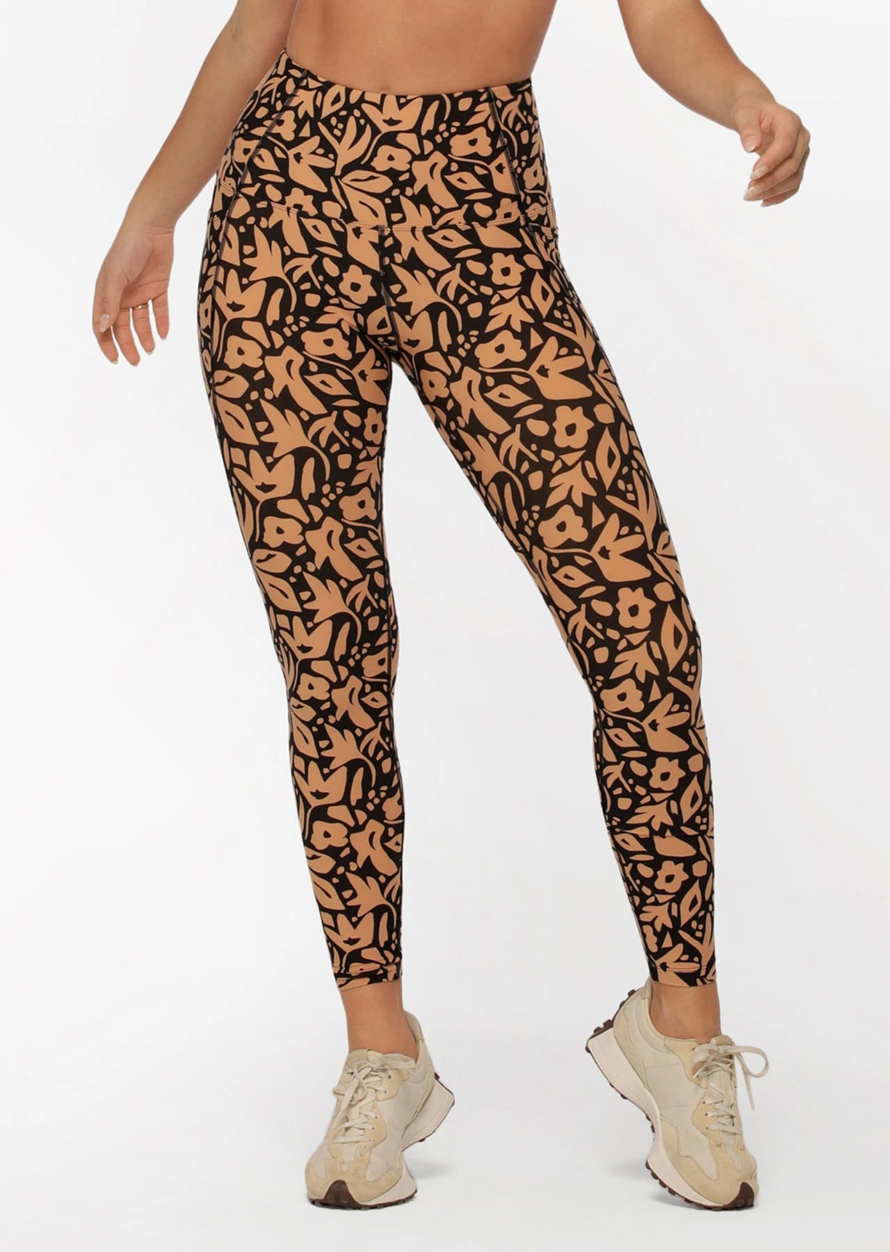 Abstract Floral Phone Pocket Full Length Leggings