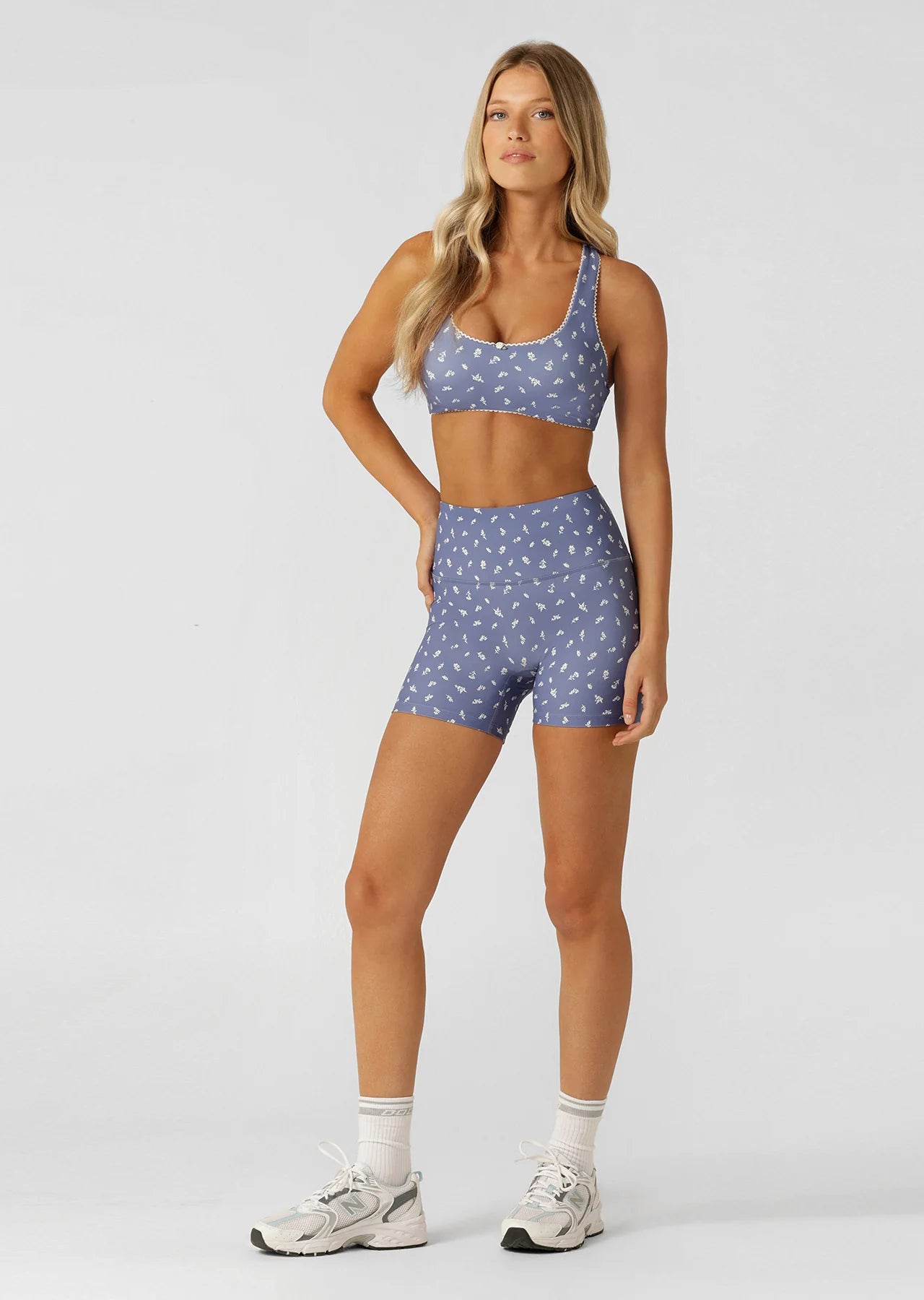 Blue Fleur Hi Fold No Ride 12cm Bike Shorts
