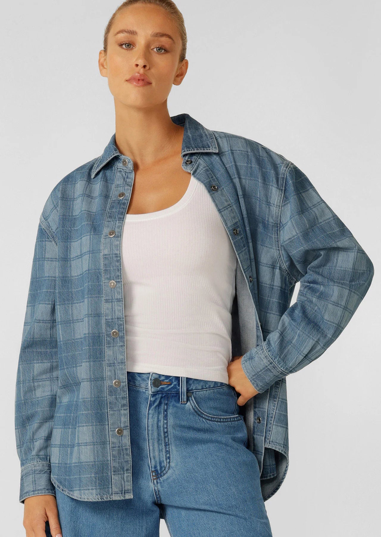 Off Duty Burnout Check Denim Shirt