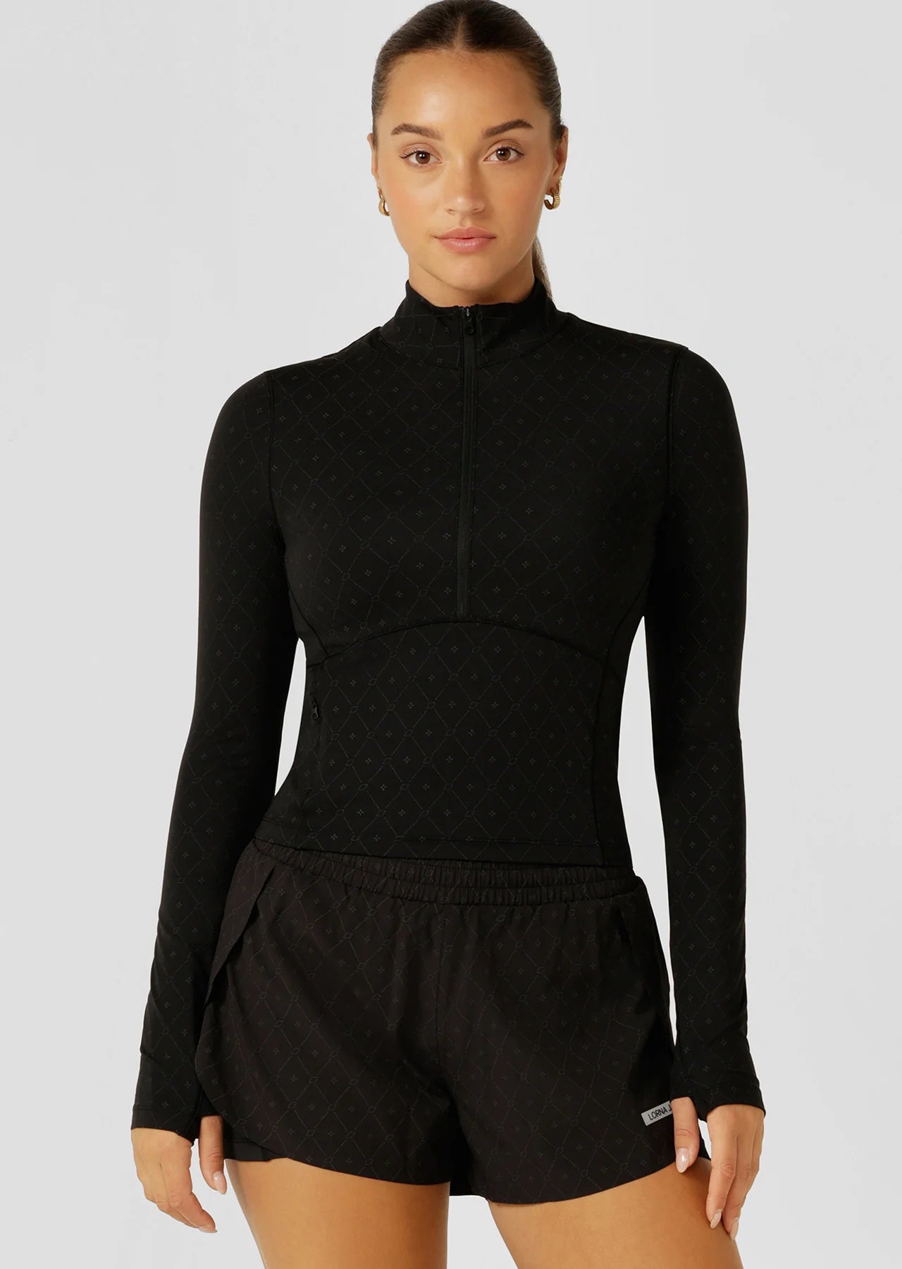 High Definition Reflective 1/2 Zip Long Sleeve Top
