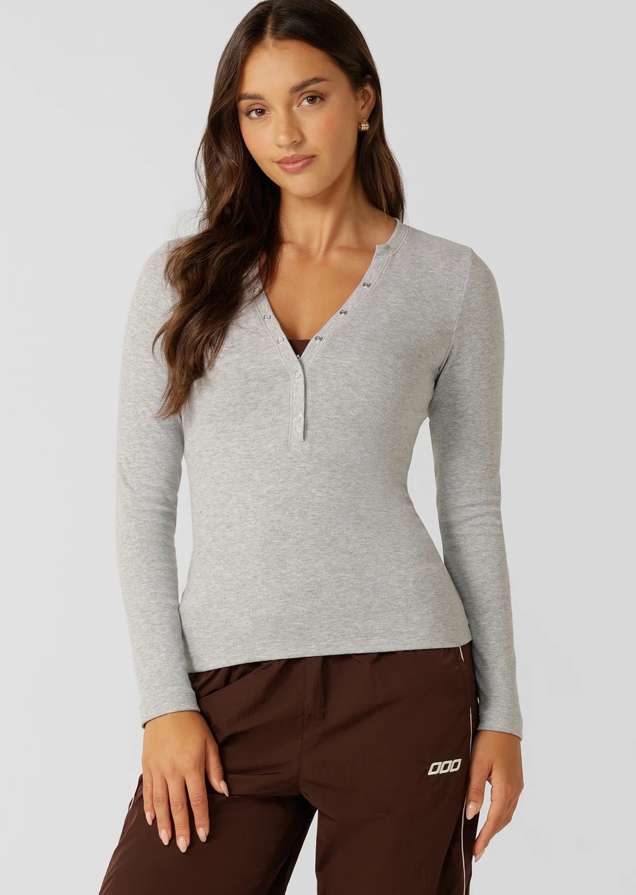 Henley Rib Long Sleeve Top