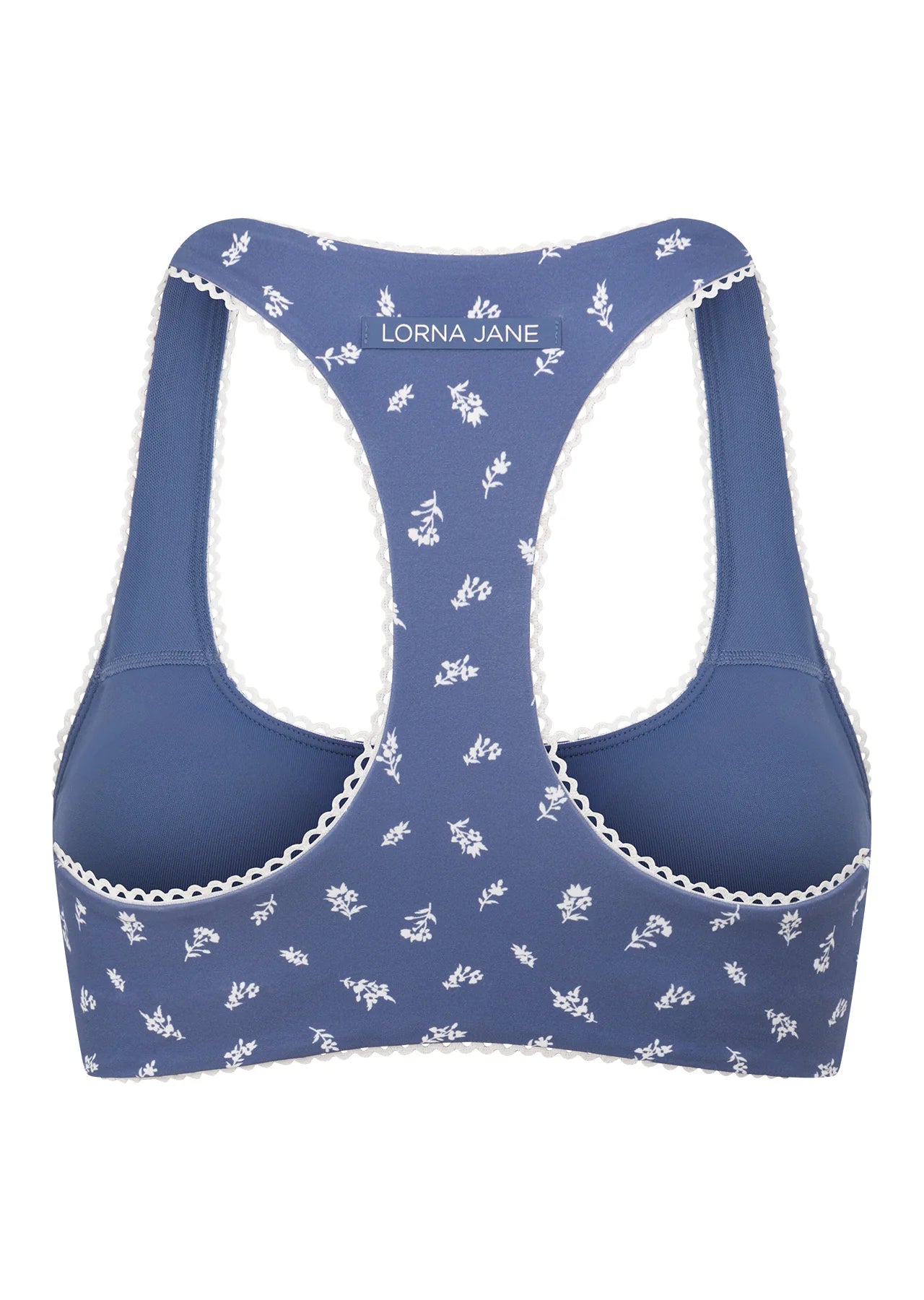 Blue Fleur Racer Back Sports Bra