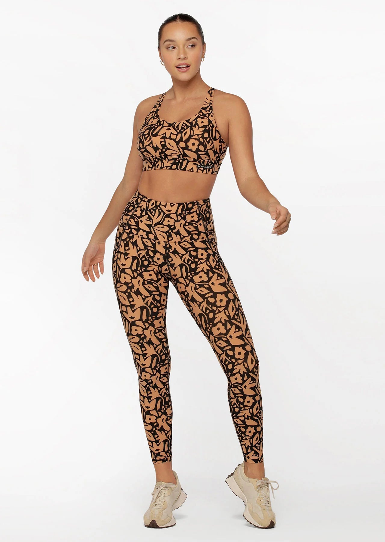 Abstract Floral Phone Pocket Full Length Leggings